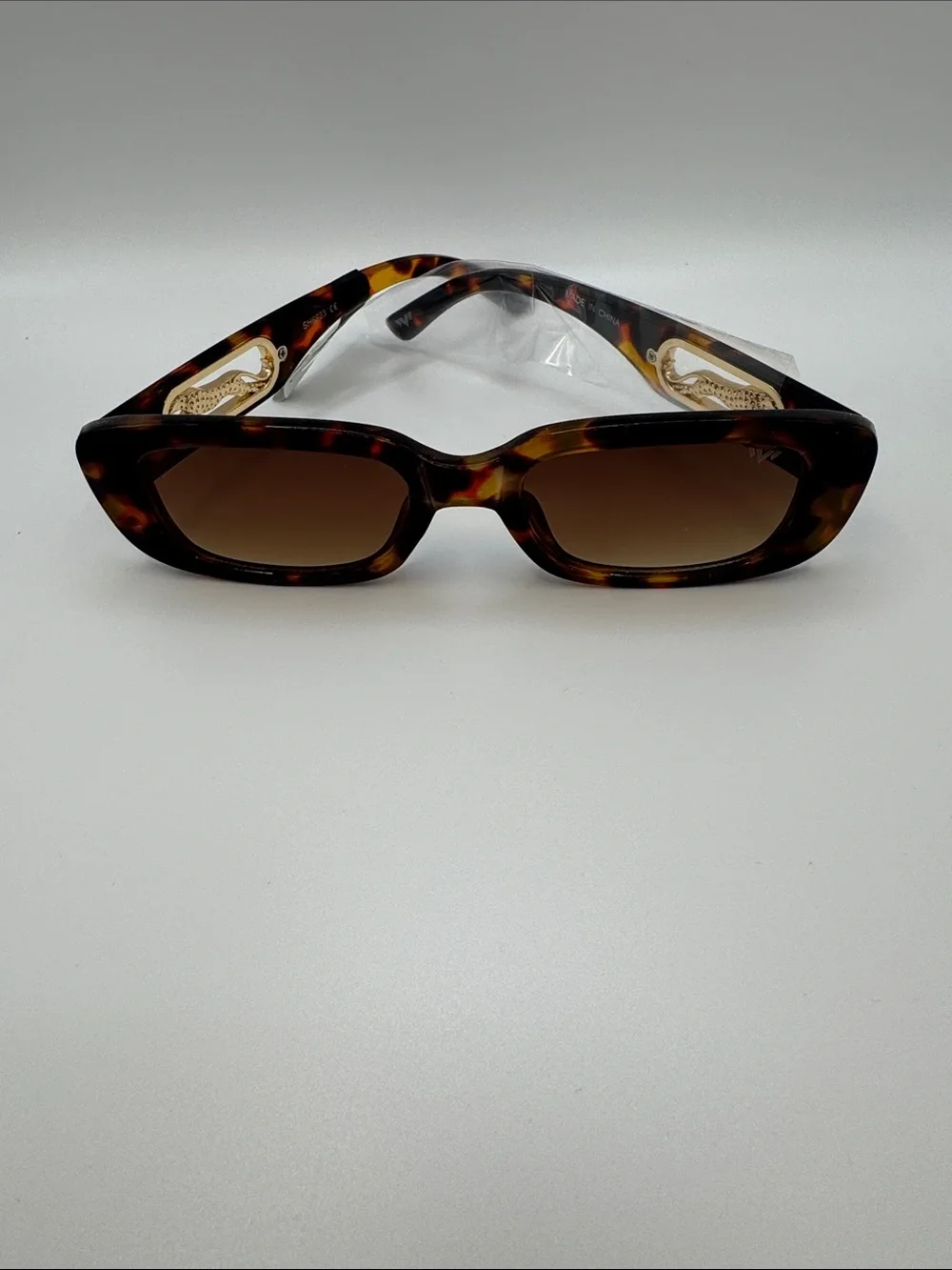 Tortoiseshell Rectangular Women's Sunglasses - Brown Lens